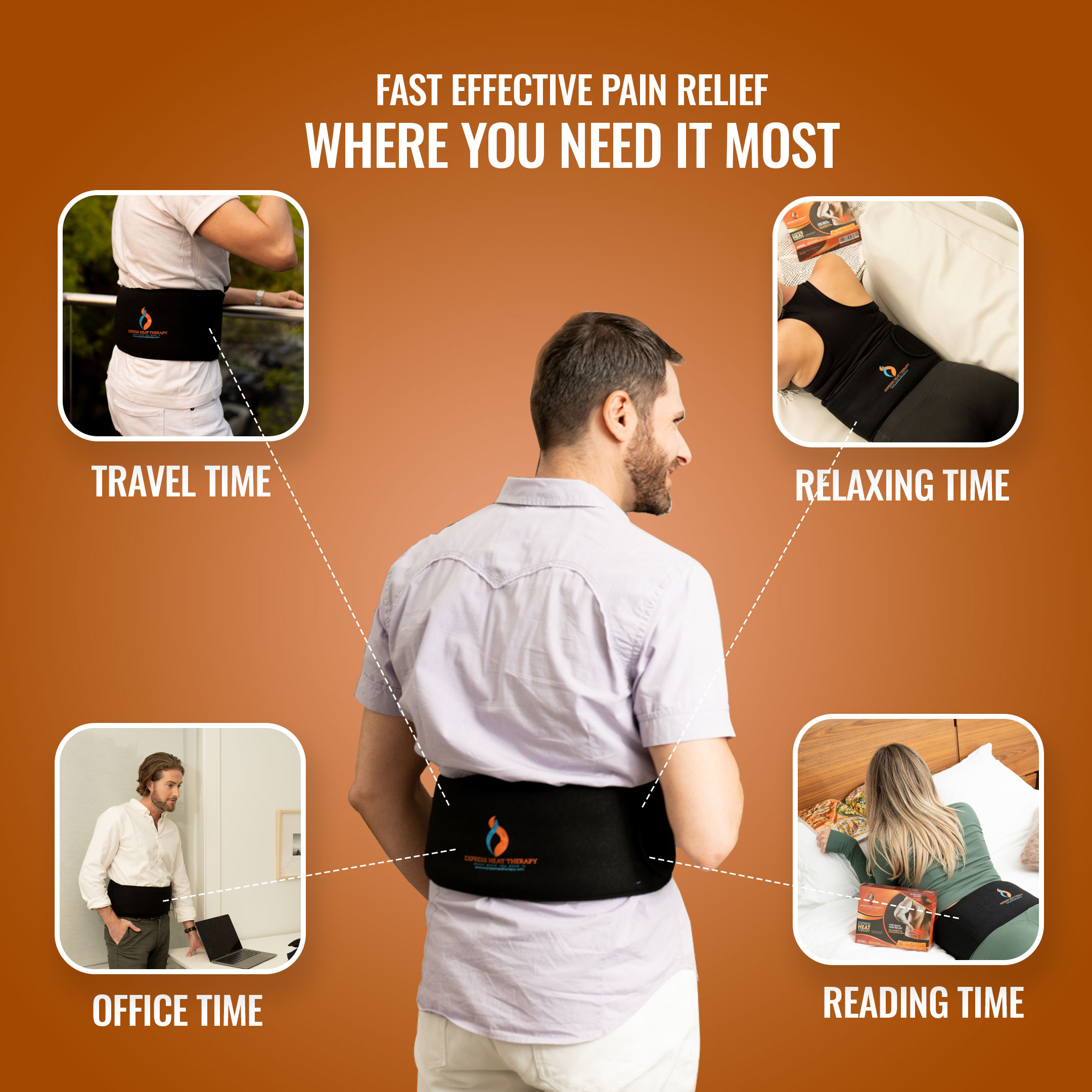 Best Heating Pad for Lower Back and Heat Belt for Back Pain - Express Heat  Therapy